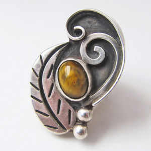 Big Bold Vintage Sterling Silver Tigers Eye Ring